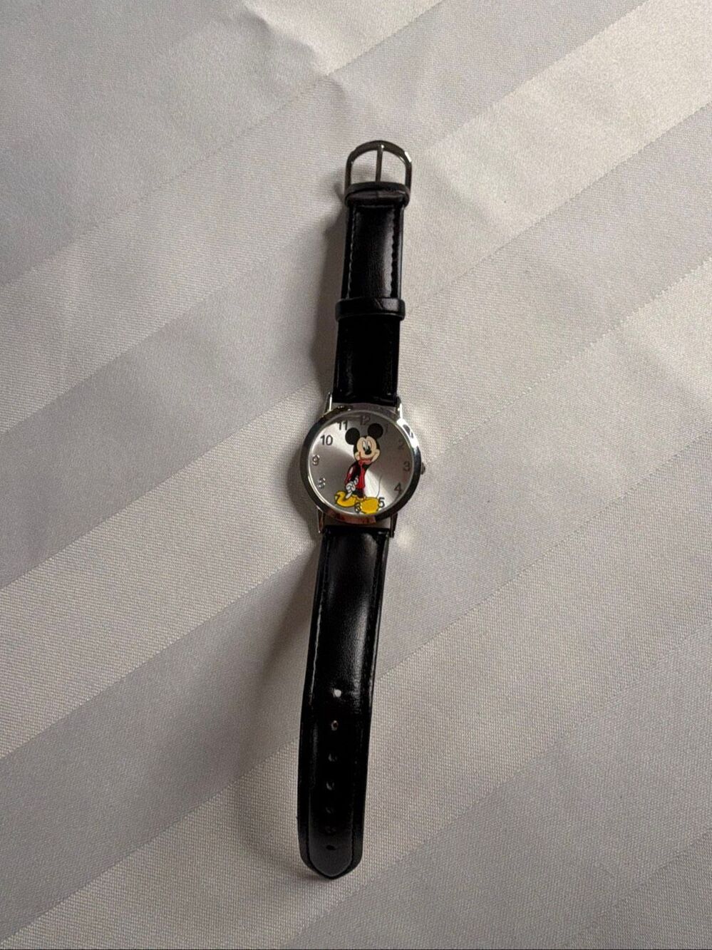 Disney Mickey Mouse Analog Watch Black Band Japan Movement Untested